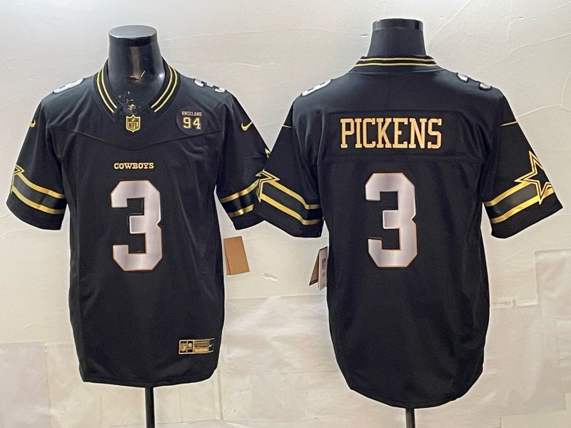 Men 2026 Dallas Cowboys #3 Pickens Black gold 6th generation Nike Limited NFL Jersey style 06->dallas cowboys->NFL Jersey